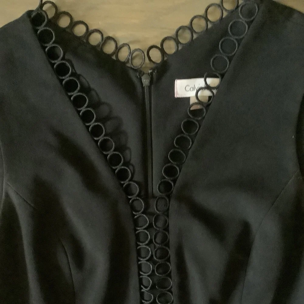 Calvin Klein Black Sheath Dress with Lace Trim